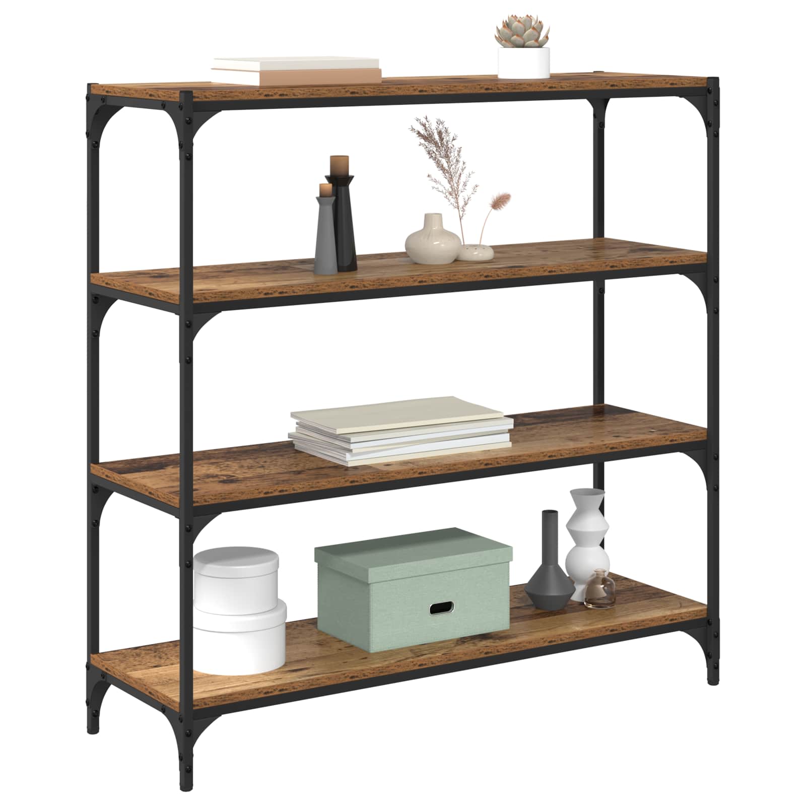Boekenkast Oud Hout 100 x 33 x 100 cm Gemonteerd hout en ijzer