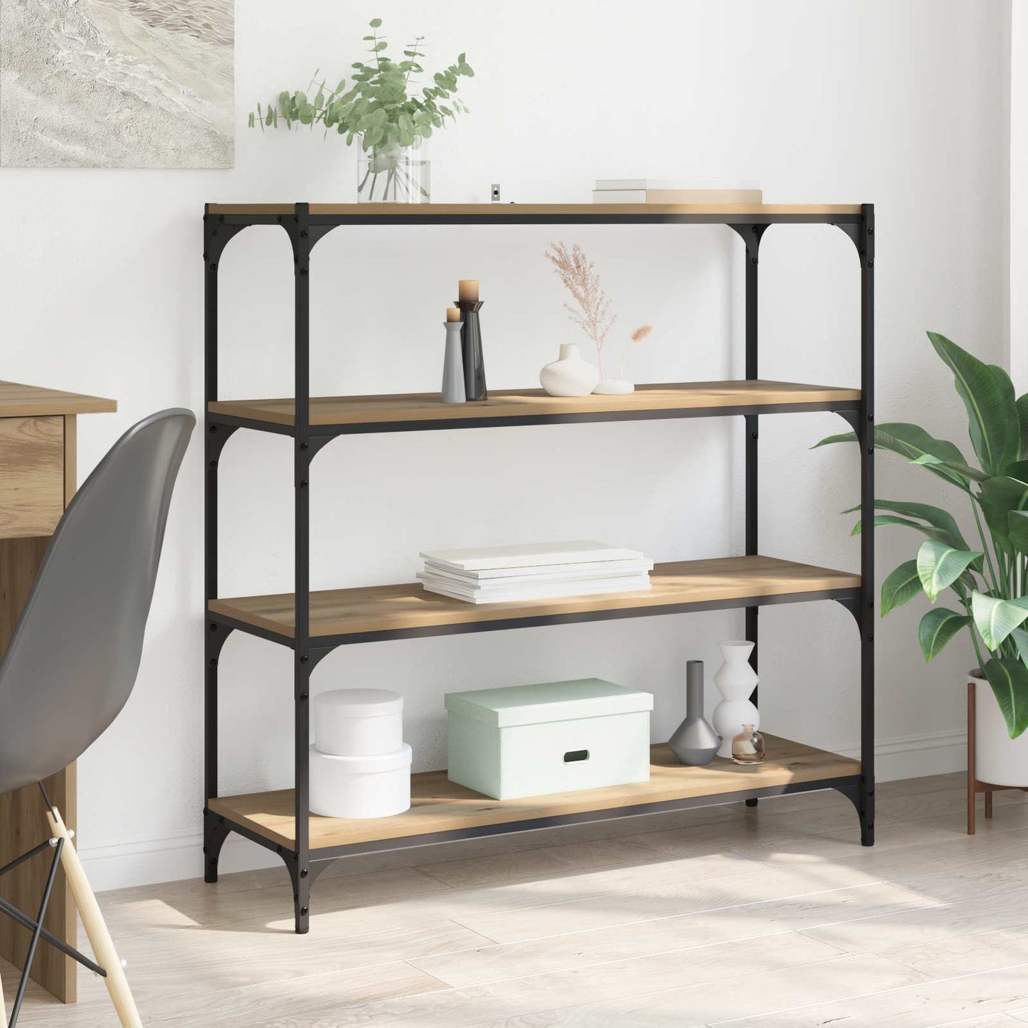 Boekenkast 3-laags 100 x 33 x 100 cm Gemonteerd hout en ijzer