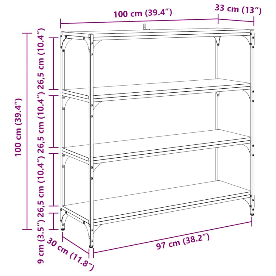 Boekenkast Zwart Eiken 100 x 33 x 100 cm