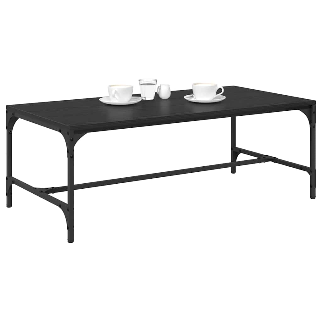 Salontafel Zwart Eiken 100 x 50 x 35 cm Bewerkt hout