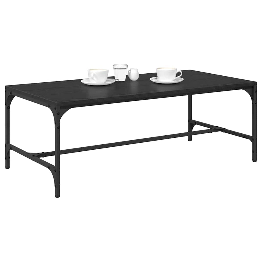 Salontafel Zwart Eiken 100 x 50 x 35 cm Bewerkt hout