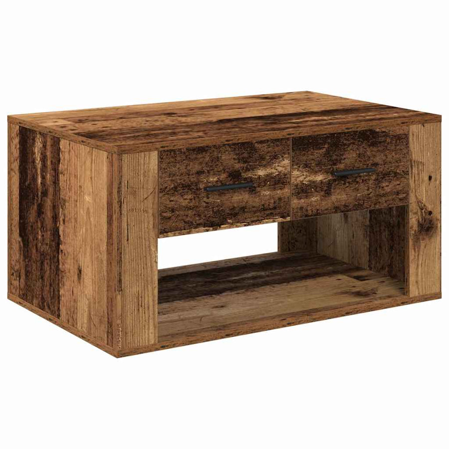 Salontafel met lade Oud Hout 80 x 50 x 40 cm Bewerkt hout