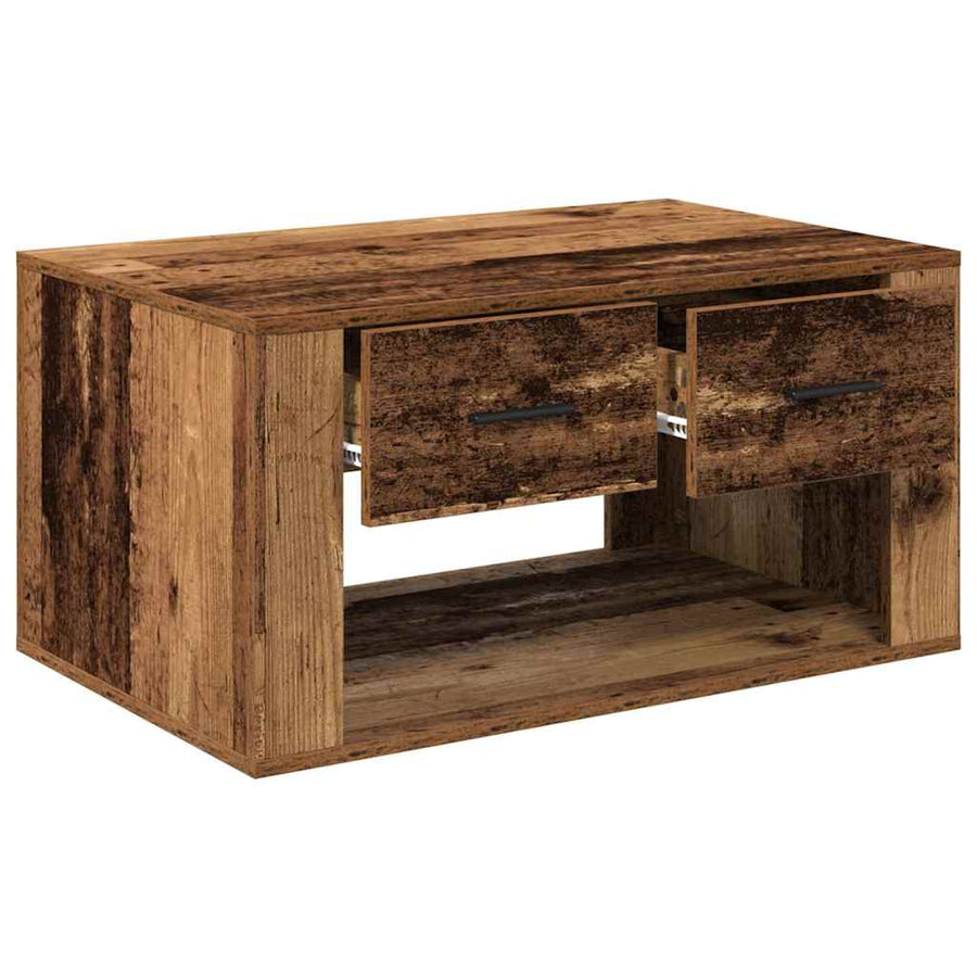 Salontafel met lade Oud Hout 80 x 50 x 40 cm Bewerkt hout