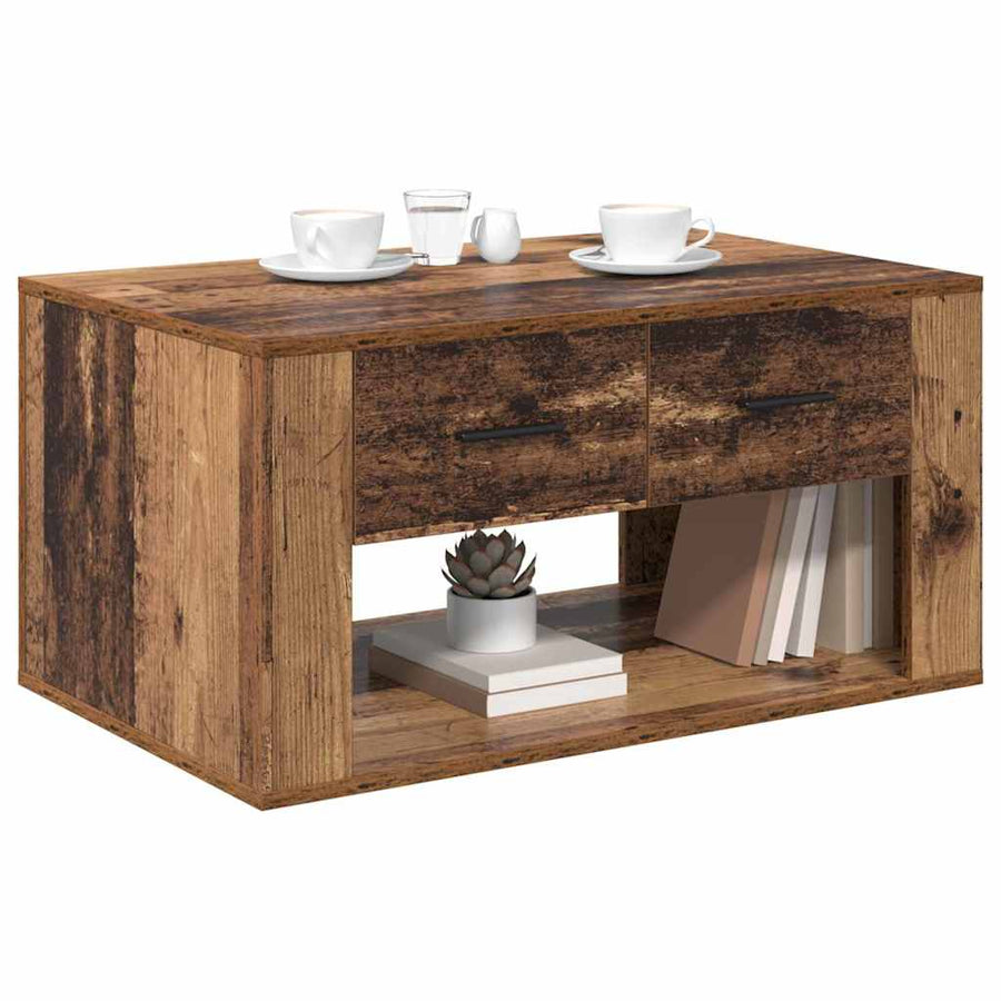 Salontafel met lade Oud Hout 80 x 50 x 40 cm Bewerkt hout