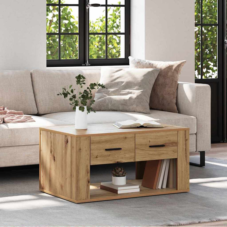 Salontafel met lade Artisan Eiken 80 x 50 x 40 cm Bewerkt hout