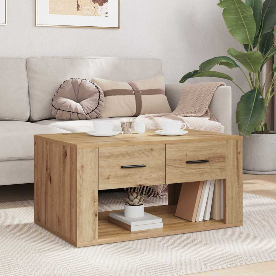 Salontafel met lade Artisan Eiken 80 x 50 x 40 cm Bewerkt hout