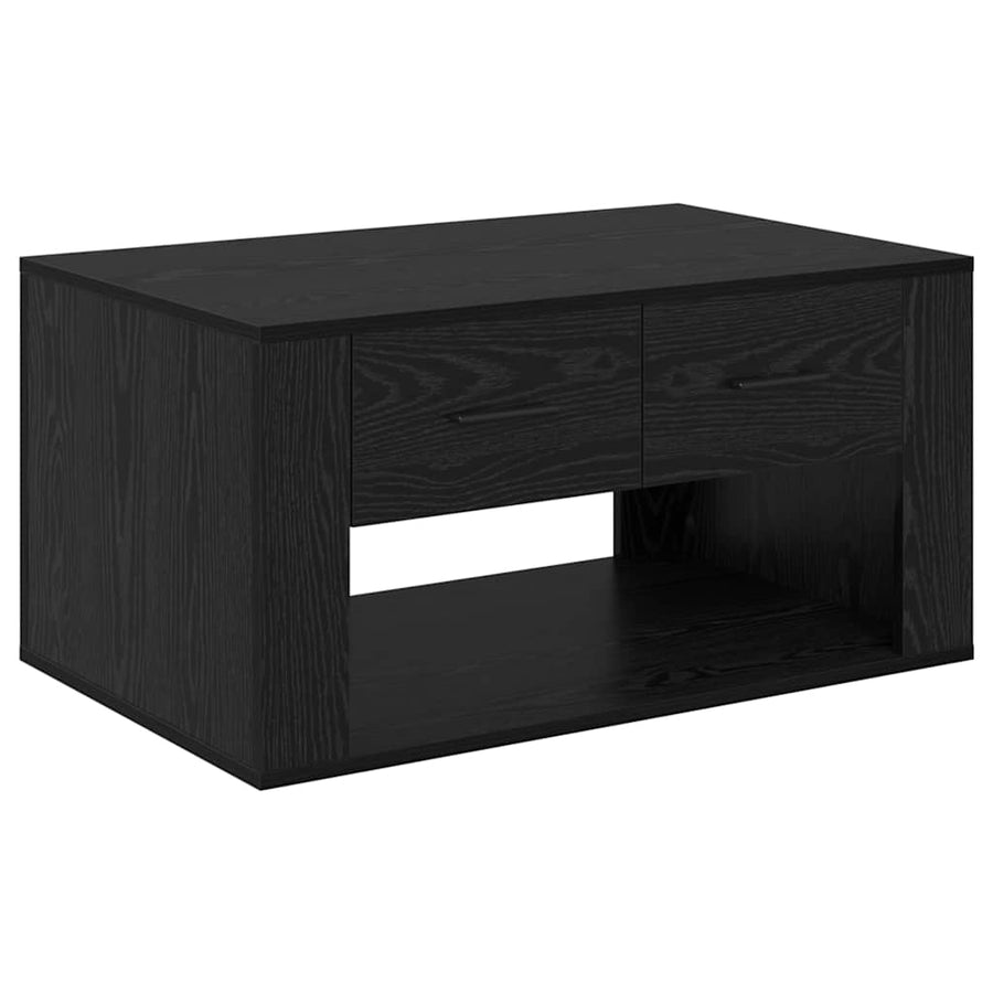 Salontafel met lade Zwart Eiken 80 x 50 x 40 cm Bewerkt hout