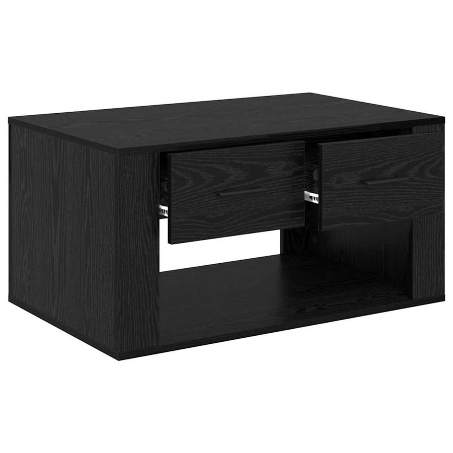 Salontafel met lade Zwart Eiken 80 x 50 x 40 cm Bewerkt hout