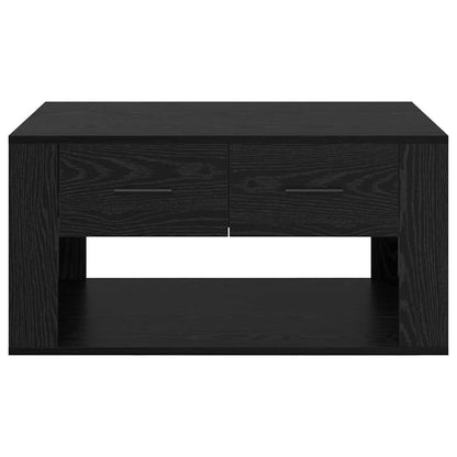 Salontafel met lade Zwart Eiken 80 x 50 x 40 cm Bewerkt hout