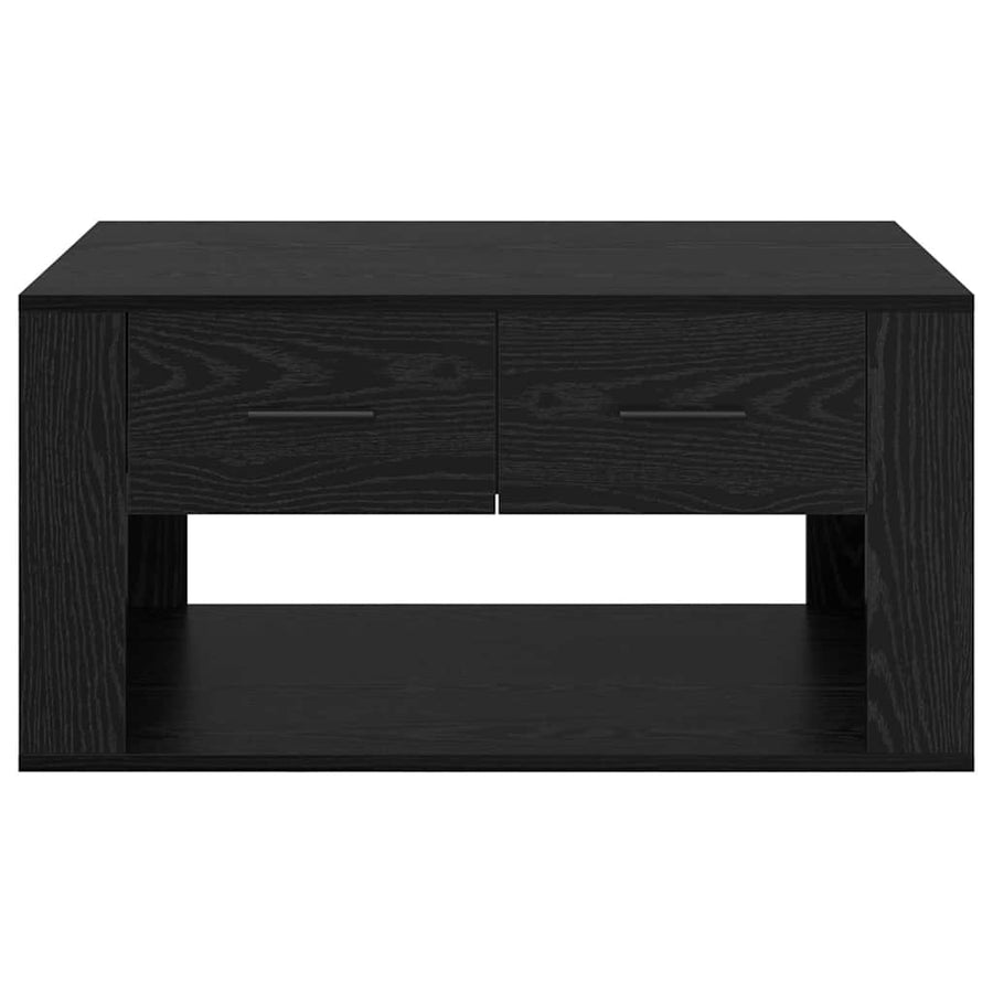 Salontafel met lade Zwart Eiken 80 x 50 x 40 cm Bewerkt hout