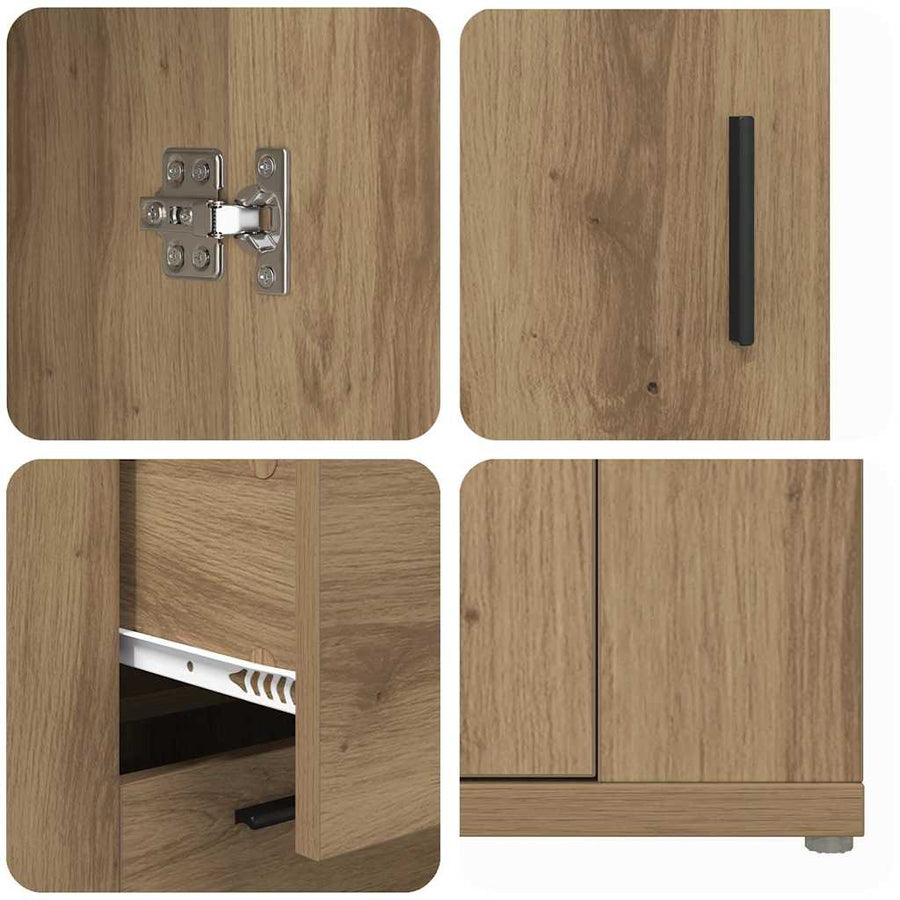 artisanaal eikenkleurig 100 x 33 x 59,5 cm Bewerkt hout
