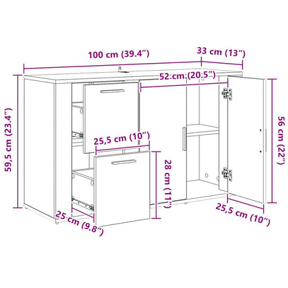 artisanaal eikenkleurig 100 x 33 x 59,5 cm Bewerkt hout