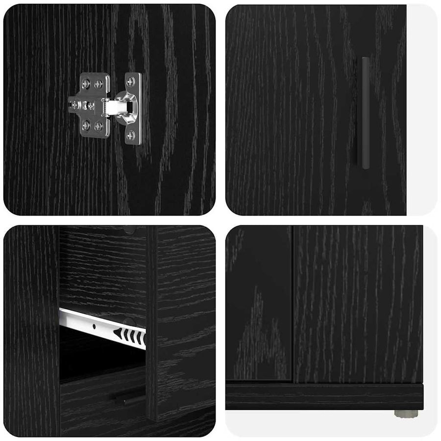 met lade Zwart eiken 100 x 33 x 59,5 cm Bewerkt hout