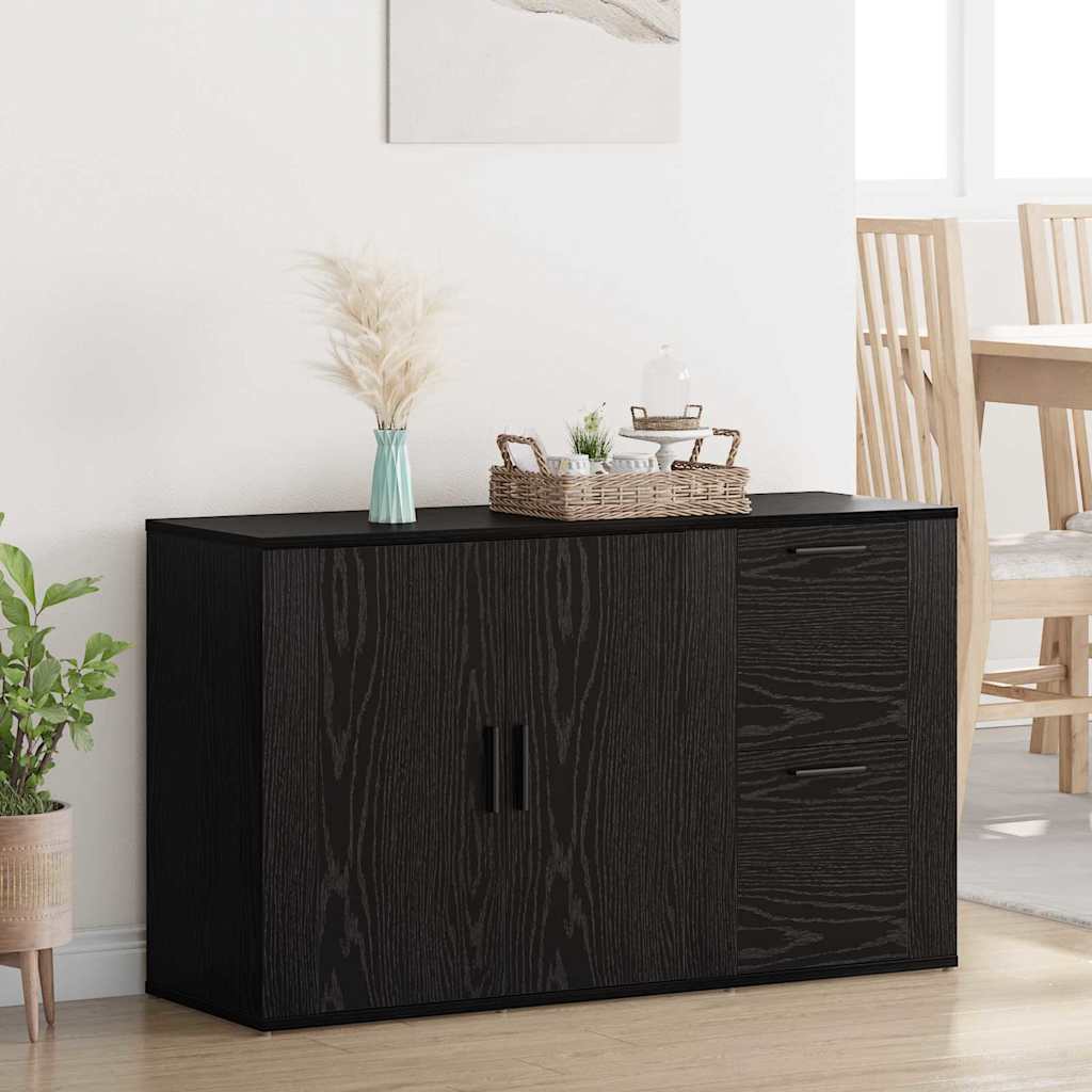 met lade Zwart eiken 100 x 33 x 59,5 cm Bewerkt hout