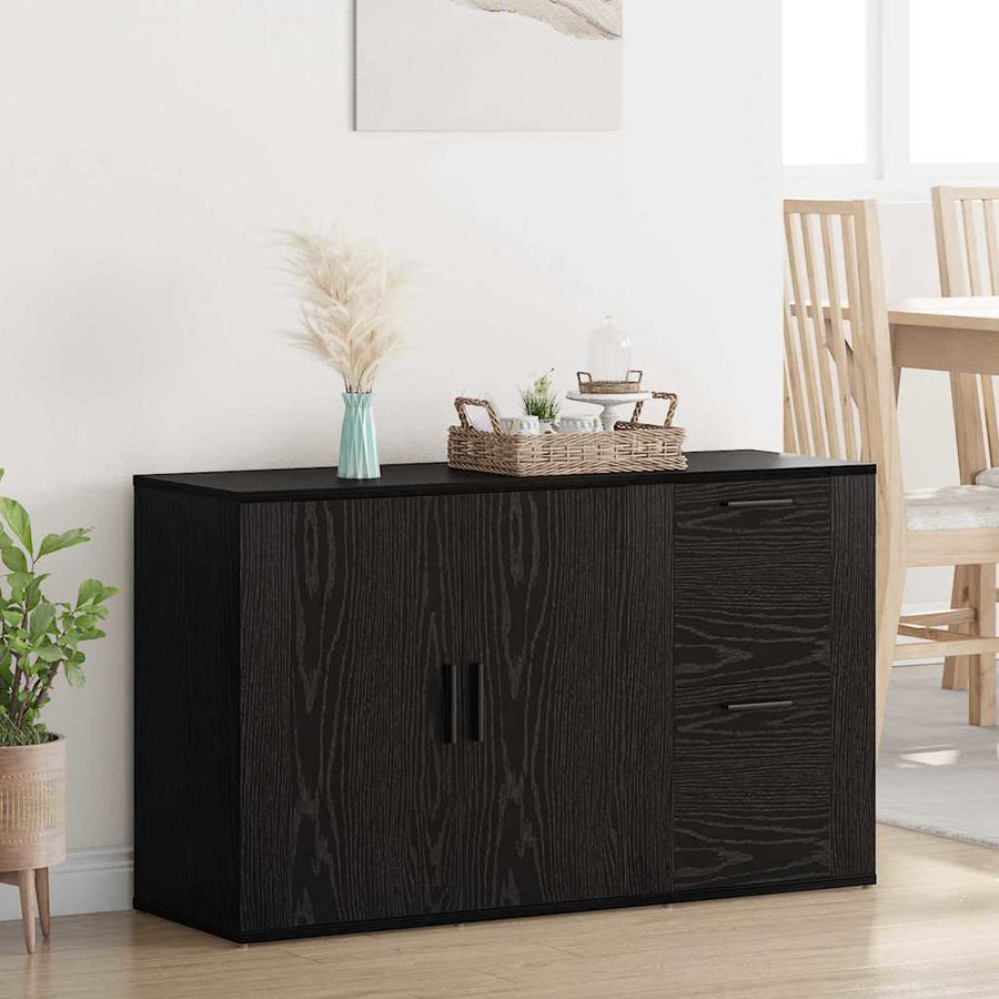met lade Zwart eiken 100 x 33 x 59,5 cm Bewerkt hout