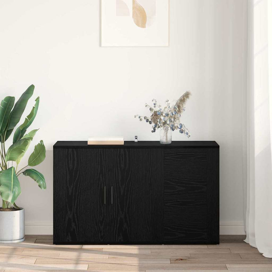 met lade Zwart eiken 100 x 33 x 59,5 cm Bewerkt hout