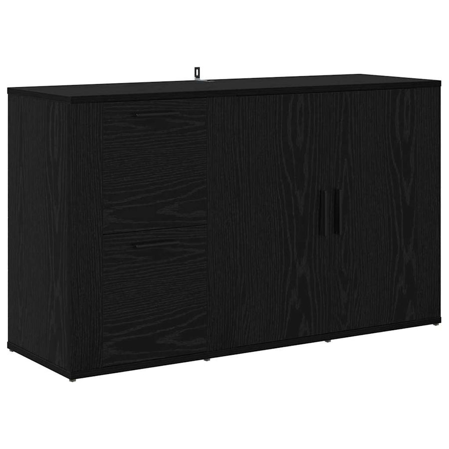 met lade Zwart eiken 100 x 33 x 59,5 cm Bewerkt hout