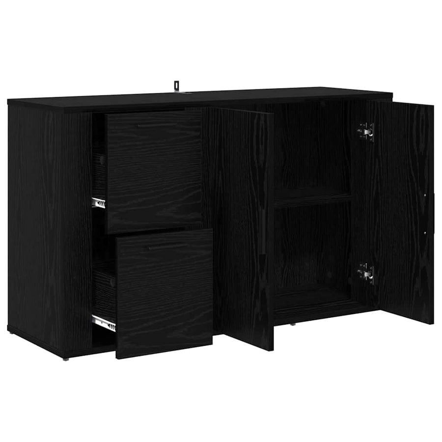 met lade Zwart eiken 100 x 33 x 59,5 cm Bewerkt hout