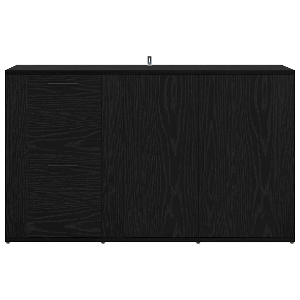 met lade Zwart eiken 100 x 33 x 59,5 cm Bewerkt hout
