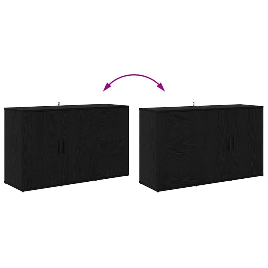 met lade Zwart eiken 100 x 33 x 59,5 cm Bewerkt hout