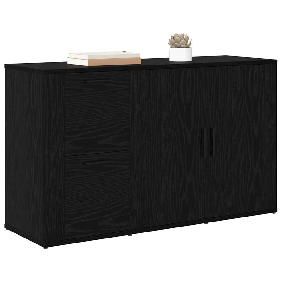 met lade Zwart eiken 100 x 33 x 59,5 cm Bewerkt hout
