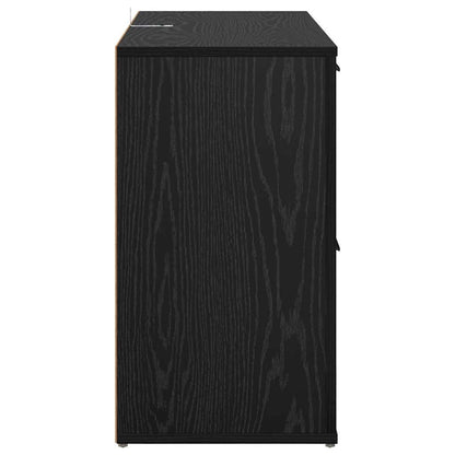met lade Zwart eiken 100 x 33 x 59,5 cm Bewerkt hout