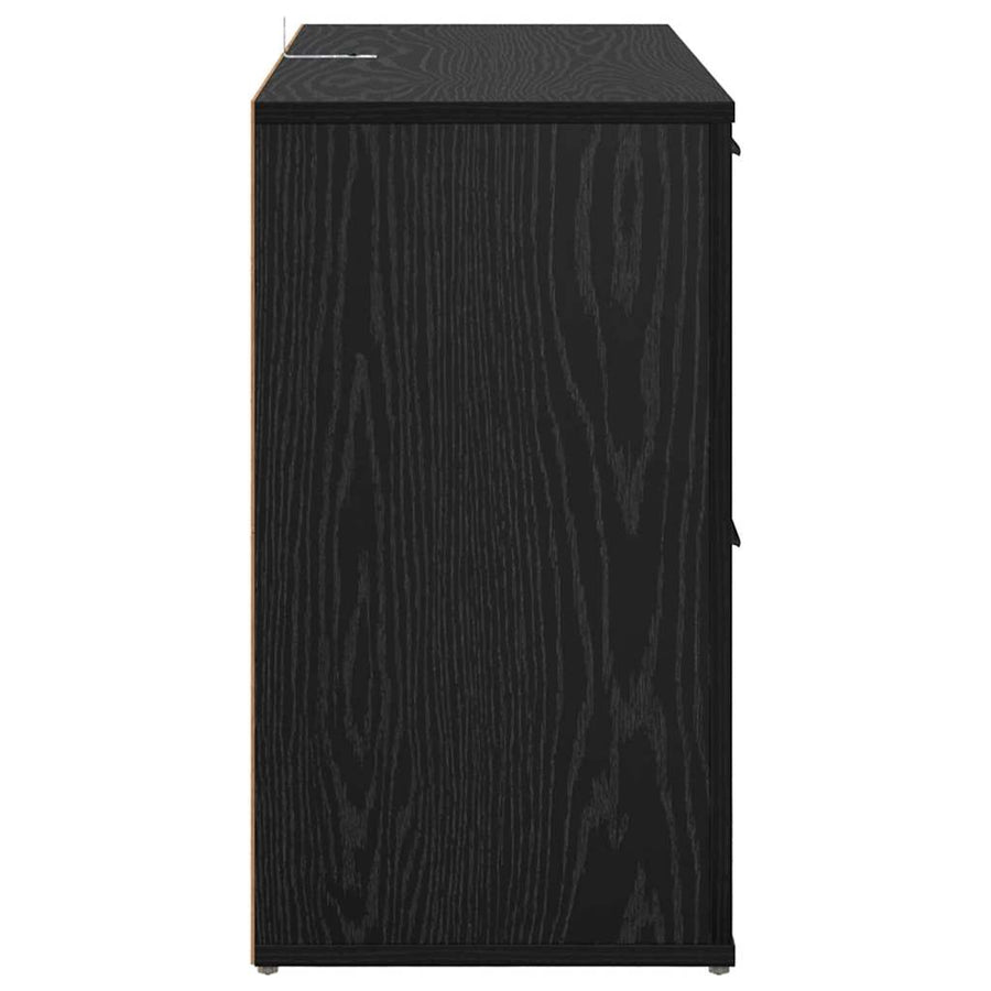 met lade Zwart eiken 100 x 33 x 59,5 cm Bewerkt hout