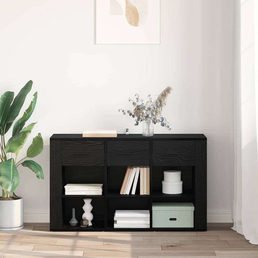 Dressoir met lade Zwart Eiken 100 x 30 x 59,5 cm Bewerkt hout
