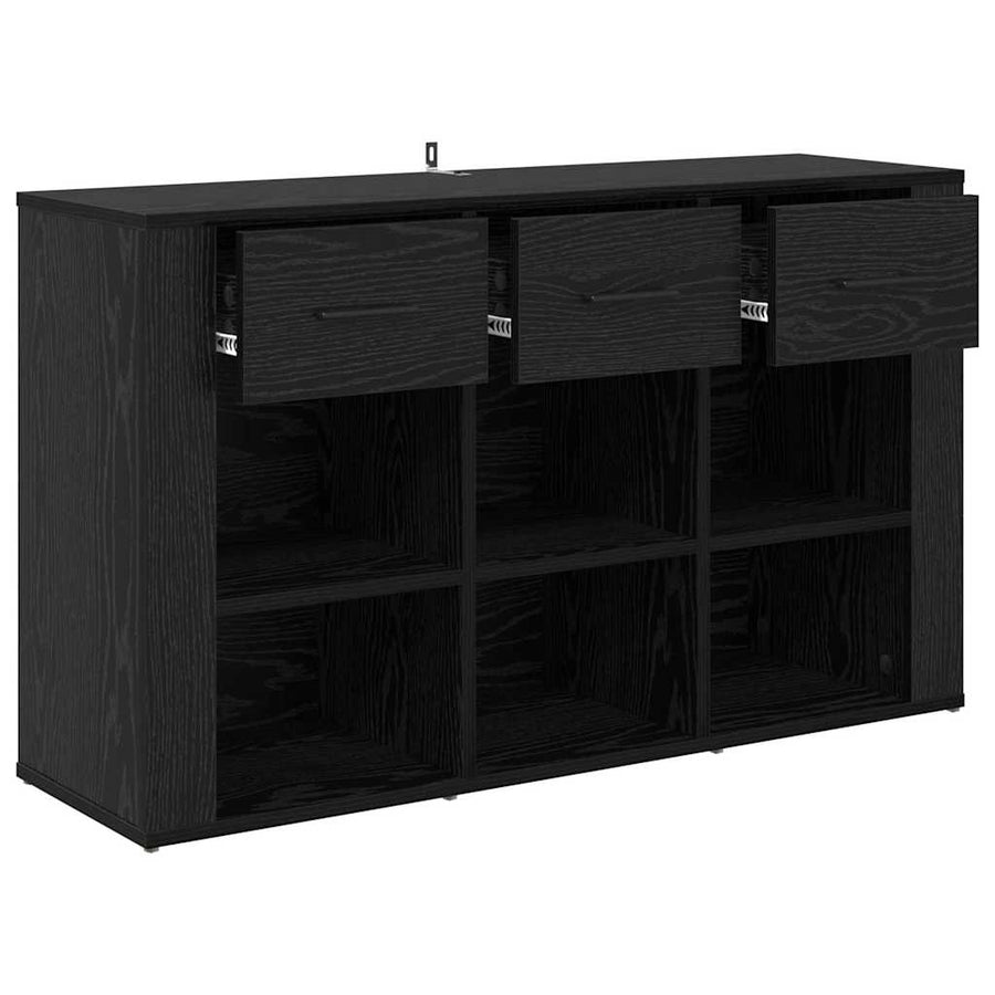 Dressoir met lade Zwart Eiken 100 x 30 x 59,5 cm Bewerkt hout