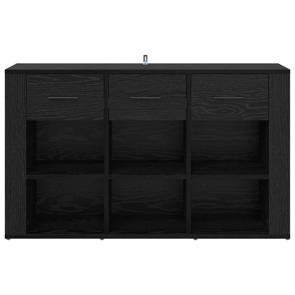 Dressoir met lade Zwart Eiken 100 x 30 x 59,5 cm Bewerkt hout
