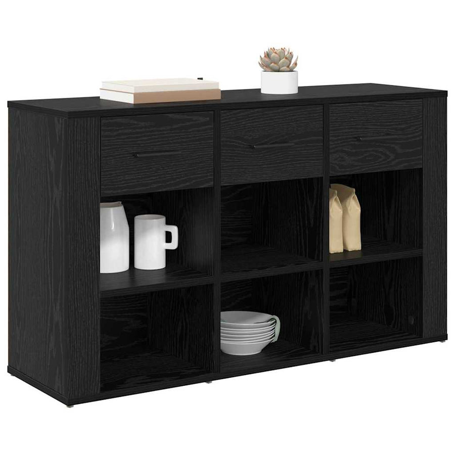 Dressoir met lade Zwart Eiken 100 x 30 x 59,5 cm Bewerkt hout