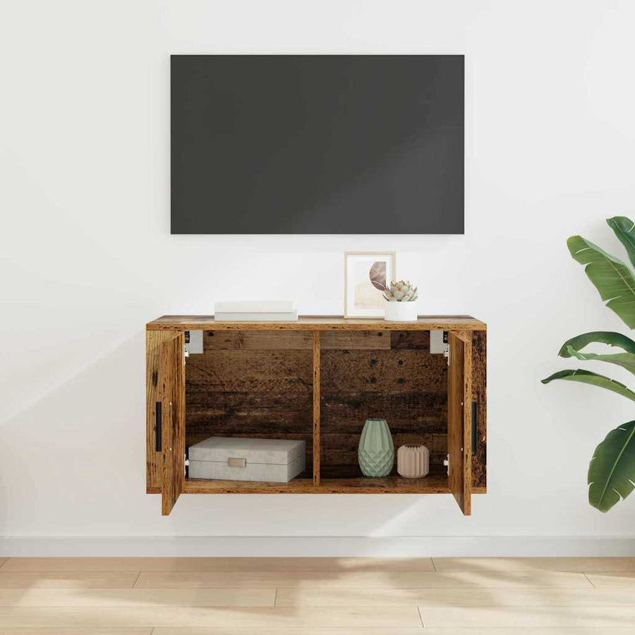 Wandgemonteerde TV-kast Oud hout 80 x 34.5 x 40 cm Bewerkt hout