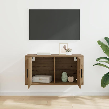 Wandgemonteerde TV-kast Wandgemonteerd artisanaal eikenkleurig