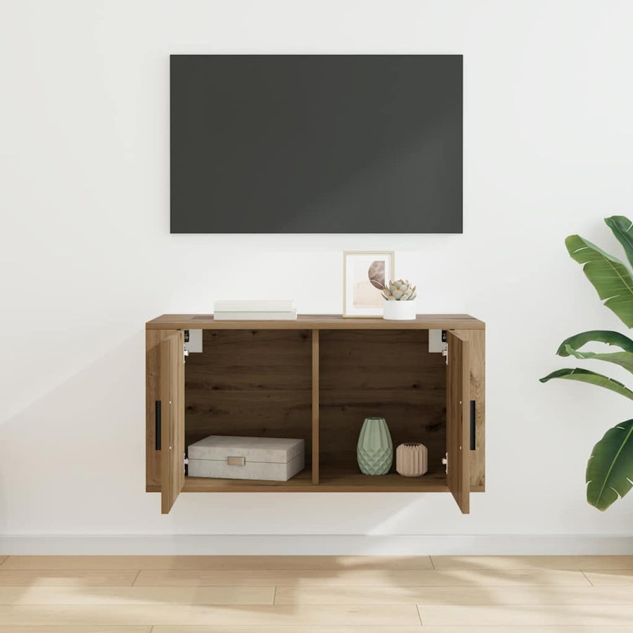 Wandgemonteerde TV-kast Wandgemonteerd artisanaal eikenkleurig