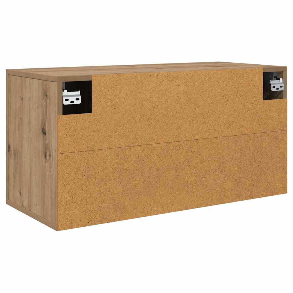 Wandgemonteerde TV-kast Wandgemonteerd artisanaal eikenkleurig