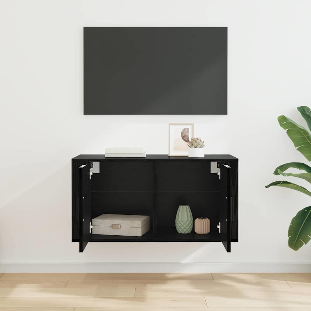 Wandgemonteerde TV-kast Zwart eiken 80 x 34.5 x 40 cm
