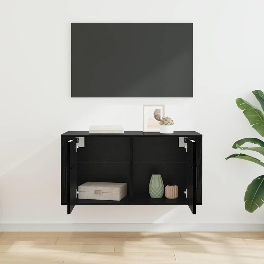 Wandgemonteerde TV-kast Zwart eiken 80 x 34.5 x 40 cm