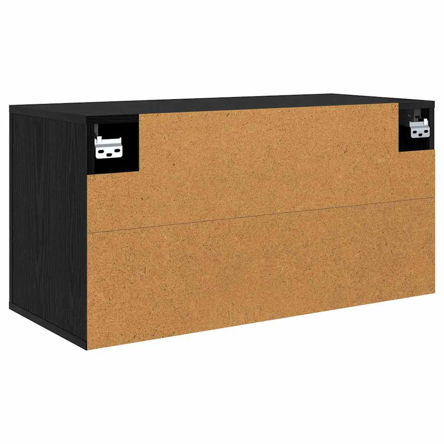 Wandgemonteerde TV-kast Zwart eiken 80 x 34.5 x 40 cm