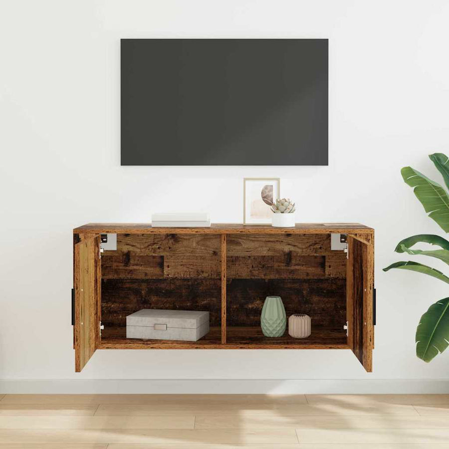 Wandgemonteerde TV-kast Oud Hout 100 x 34,5 x 40 cm
