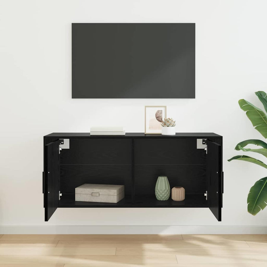 Wandgemonteerde TV-kast Zwart Eiken 100 x 34,5 x 40 cm