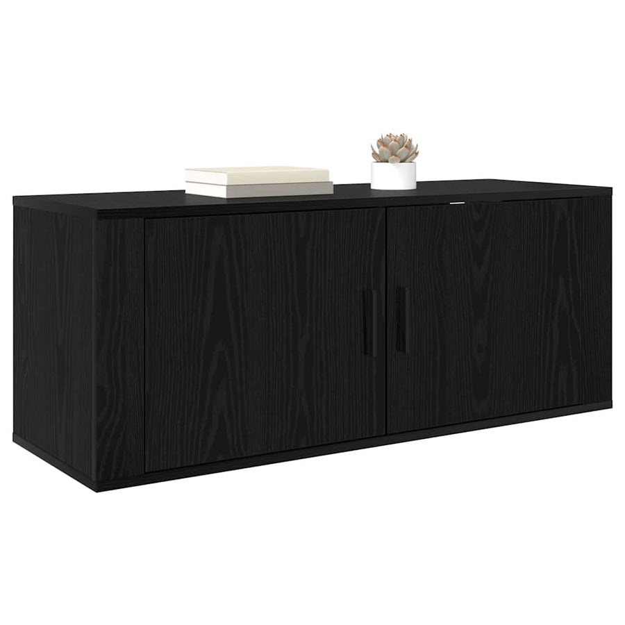 Wandgemonteerde TV-kast Zwart Eiken 100 x 34,5 x 40 cm
