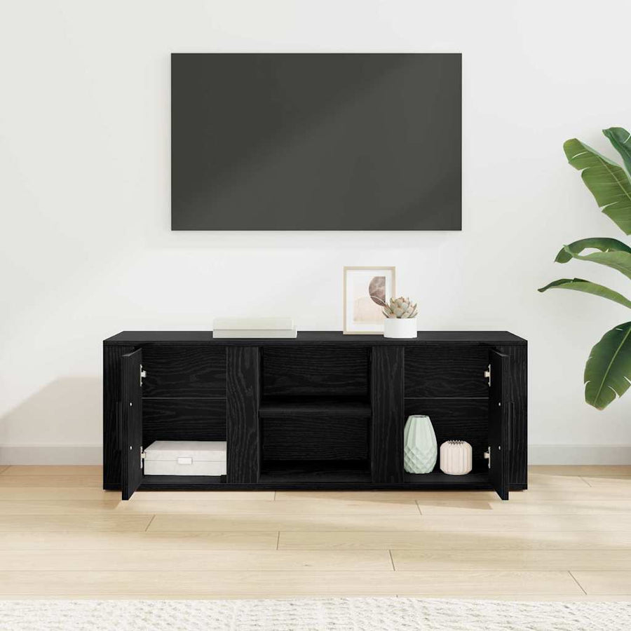 TV-kast Zwart Eiken 100 x 31,5 x 35 cm Bewerkt hout