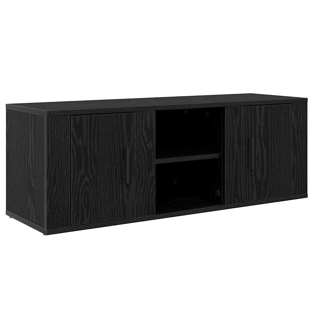 TV-kast Zwart Eiken 100 x 31,5 x 35 cm Bewerkt hout
