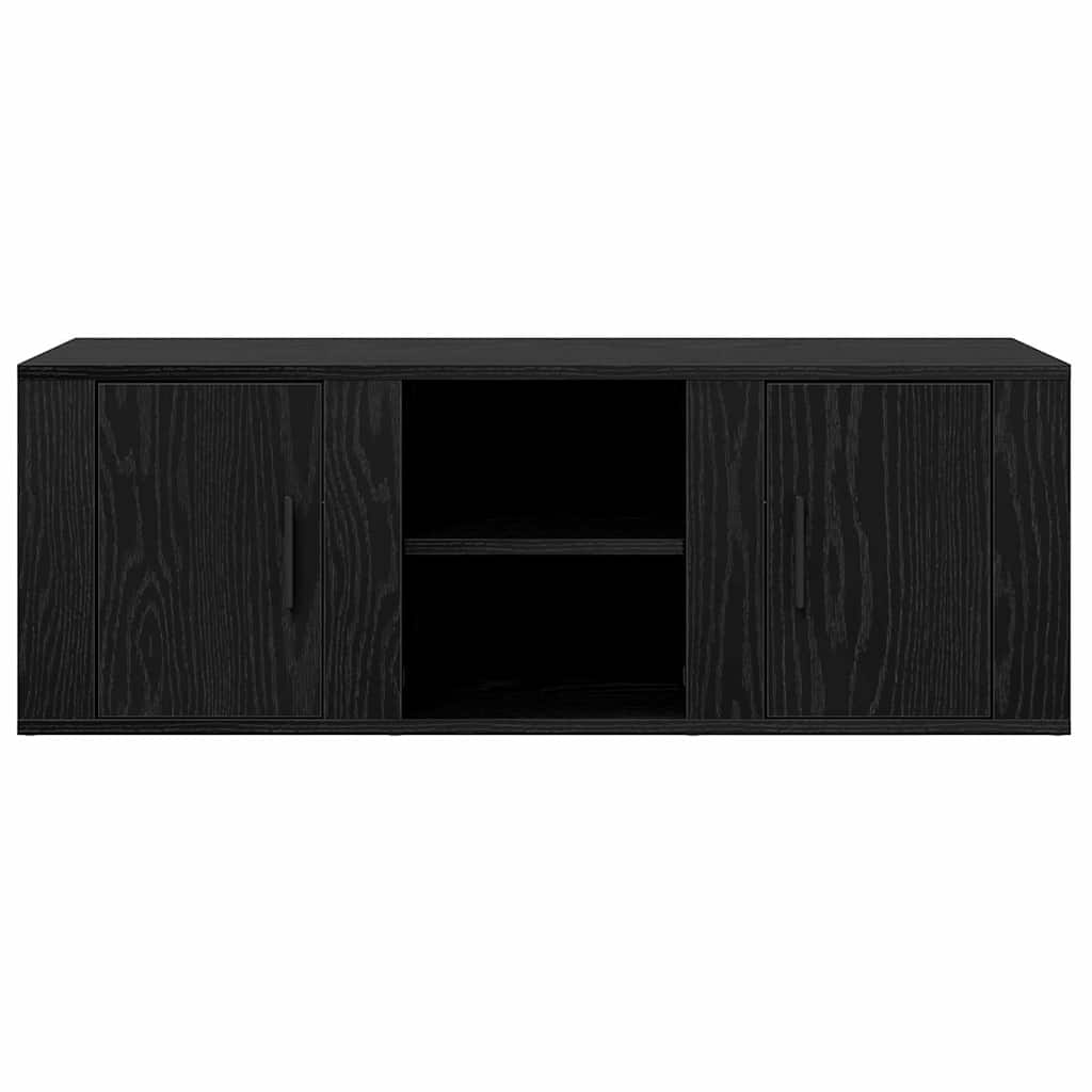 TV-kast Zwart Eiken 100 x 31,5 x 35 cm Bewerkt hout