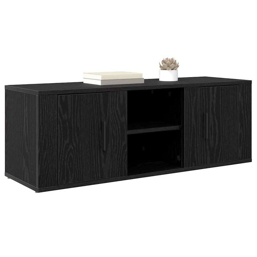 TV-kast Zwart Eiken 100 x 31,5 x 35 cm Bewerkt hout