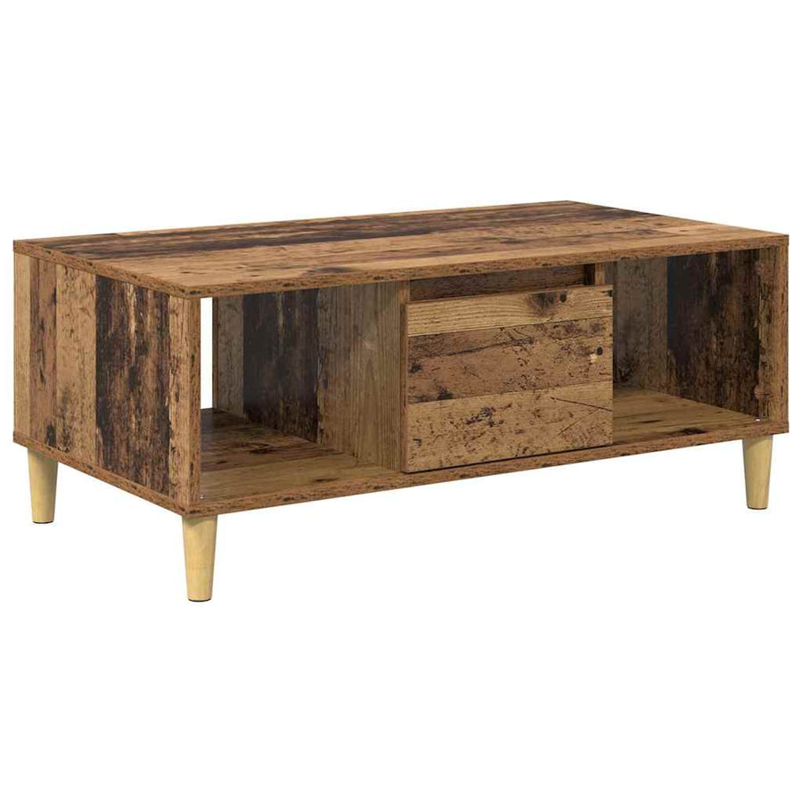 Salontafel met lade Oud Hout 90 x 50 x 26.5 cm Bewerkt hout
