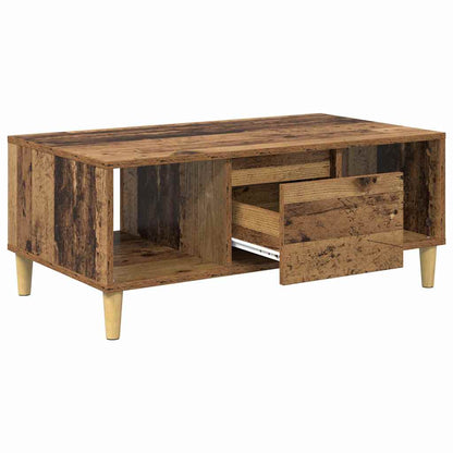 Salontafel met lade Oud Hout 90 x 50 x 26.5 cm Bewerkt hout