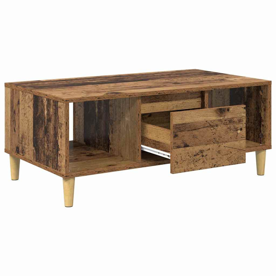 Salontafel met lade Oud Hout 90 x 50 x 26.5 cm Bewerkt hout