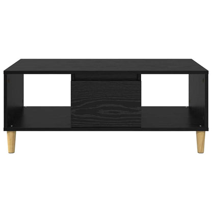 Salontafel met lade Zwart Eiken 90 x 50 x 26.5 cm Bewerkt hout