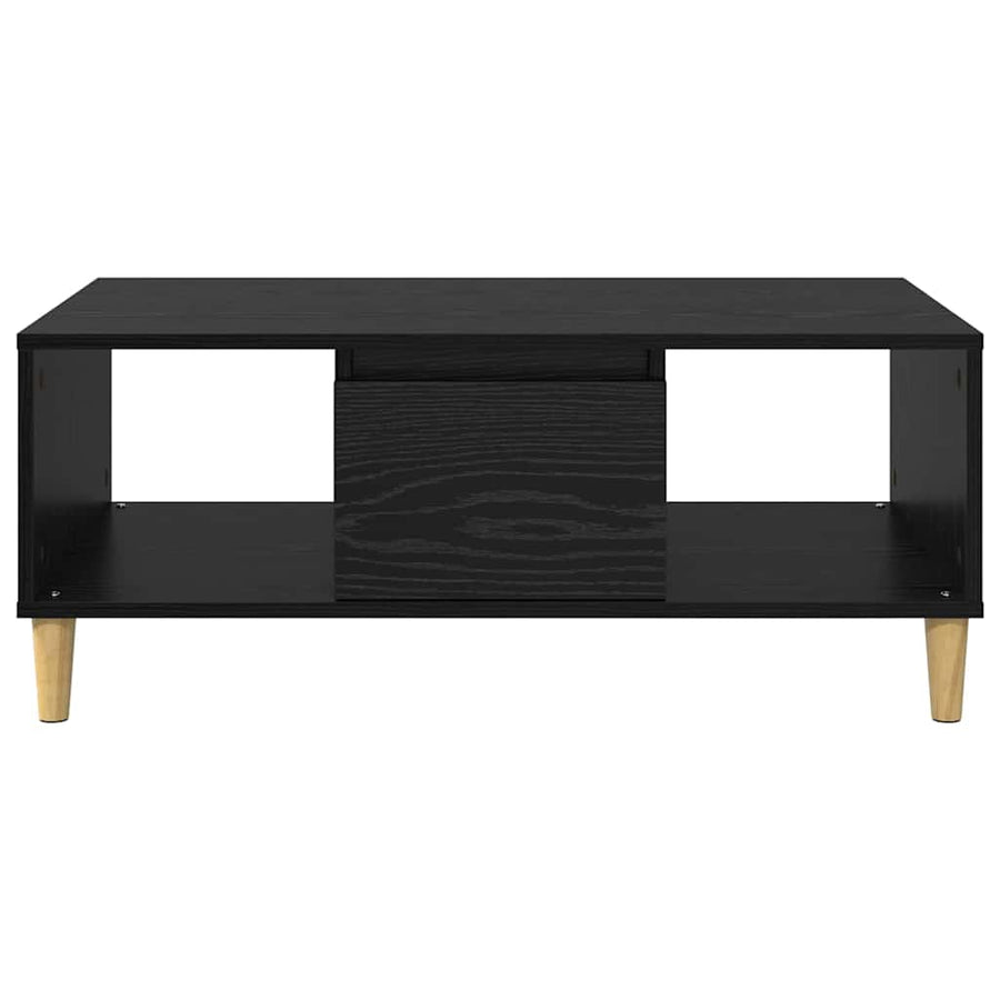Salontafel met lade Zwart Eiken 90 x 50 x 26.5 cm Bewerkt hout